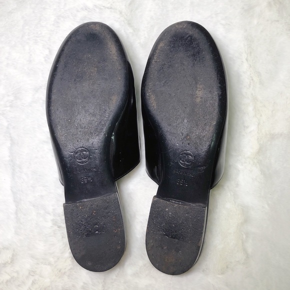 โค๏ธSOLDโค๏ธCHANEL Glitter Fabric LOGO Flats Mules 35.5 - Picture 7 of 10
